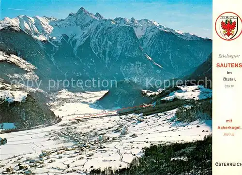 AK / Ansichtskarte Sautens Panorama Erholungsort mit Acherkogel oetztaler Alpen Fliegeraufnahme Sautens