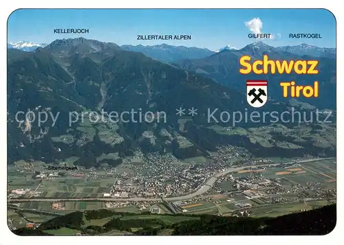 AK / Ansichtskarte Schwaz_Tirol Silberstadt Alpenpanorama Fliegeraufnahme Schwaz Tirol