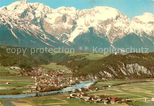 AK / Ansichtskarte Moetz Oberinntal gegen Mieminger Berge Fliegeraufnahme Moetz