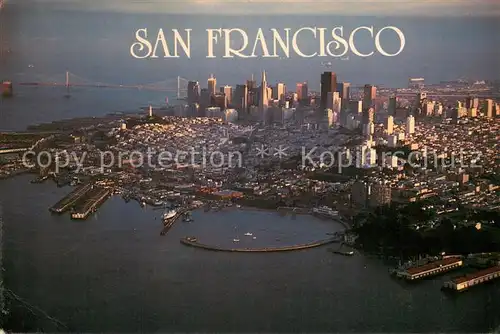 AK / Ansichtskarte San_Francisco_California with Fisherman s Wharf in foregroud aerial view 
