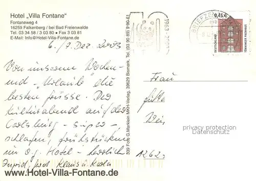 AK / Ansichtskarte Falkenberg_Elster Hotel Villa Fontane Falkenberg_Elster
