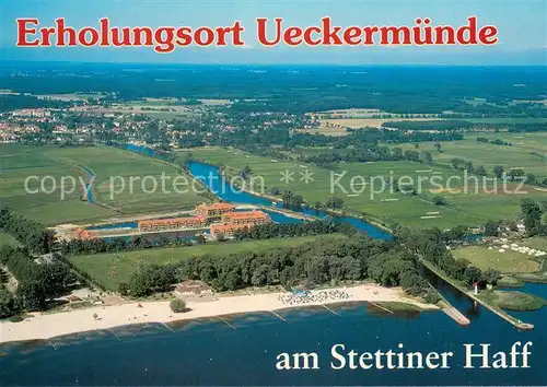 AK / Ansichtskarte Ueckermuende_Mecklenburg_Vorpommern Fliegeraufnahme Stettiner Haff Kamigkrug Ueckermuende_Mecklenburg
