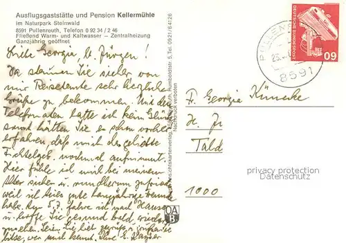 AK / Ansichtskarte Pullenreuth Restaurant Pension Kellermuehle Pullenreuth