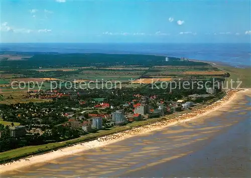 AK / Ansichtskarte Cuxhaven_Duhnen_Nordseebad Fliegeraufnahme mit Strand Cuxhaven_Duhnen