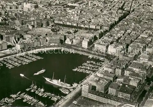 AK / Ansichtskarte Marseille_Bouches du Rhone Vieux port Quai des Belges la Canebiere et la ville vue aerienne Marseille