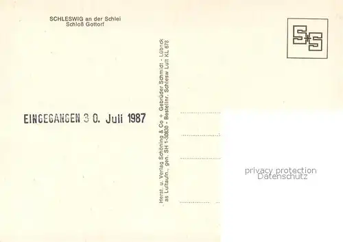 AK / Ansichtskarte Schleswig_Schlei Fliegeraufnahme Schloss Gottorf Schleswig_Schlei