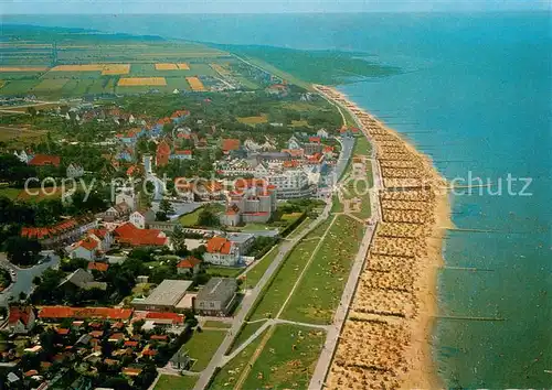 AK / Ansichtskarte Cuxhaven_Duhnen_Nordseebad Fliegeraufnahme mit Strand Cuxhaven_Duhnen