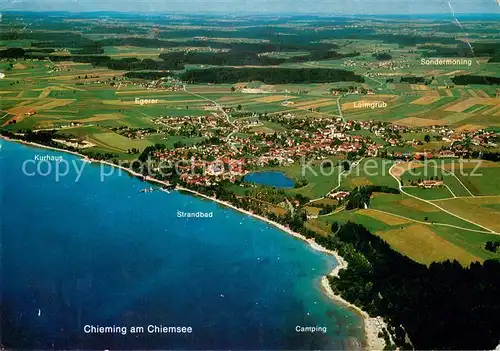 AK / Ansichtskarte Chieming_Chiemsee Fliegeraufnahme Chieming Chiemsee