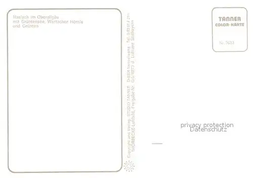 AK / Ansichtskarte Haslach_Oy Fliegeraufnahme Gruentensee Wertacher Hoernle Gruenten Haslach_Oy