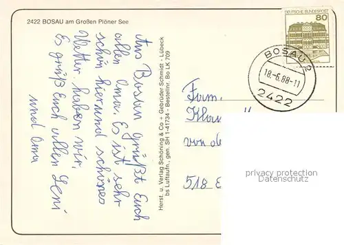 AK / Ansichtskarte Bosau Fliegeraufnahme am Grossen Ploener See Bosau