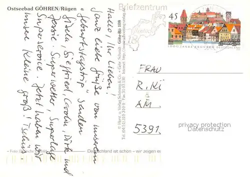 AK / Ansichtskarte Goehren_Ruegen Fliegeraufnahme mit Strand Goehren Ruegen