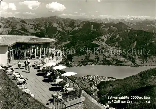AK / Ansichtskarte Zell_See Berghaus Restaurant Schmittenhoehe Hohe Tauern Fernsicht Alpenpanorama Zell_See