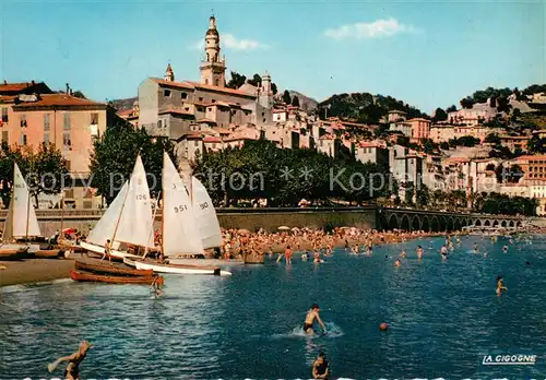 AK / Ansichtskarte Menton_06 La vieille ville et la plage Cote d Azur 