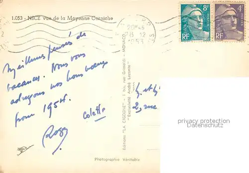 AK / Ansichtskarte Nice_06 Vue panoramique de la moyenne corniche Cote d Azur 