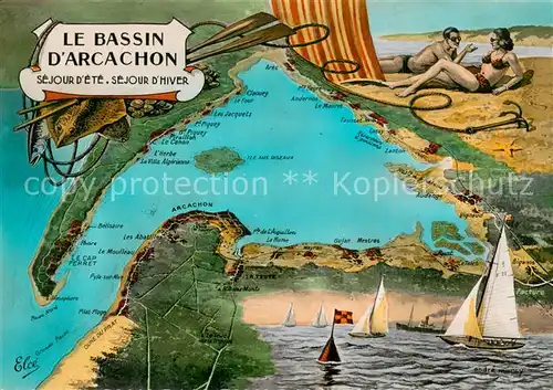 AK / Ansichtskarte Arcachon_33 Bassin d Arcachon sejour d ete sejour d hiver Kuenstlerkarte 