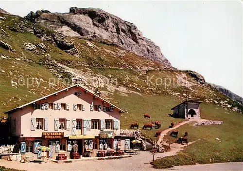 AK / Ansichtskarte Col_de_la_Colombiere Chalet Restaurant et la chapelle Pointe du Midi Col_de_la_Colombiere