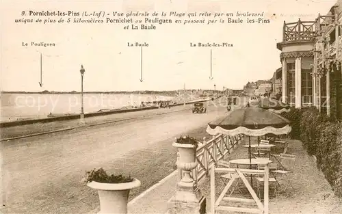 AK / Ansichtskarte Pornichet Vue generale de la Plage qui rehe par un boulevard Pornichet au Pouliguen en passant par la Baule les Pins et La Baule Pornichet