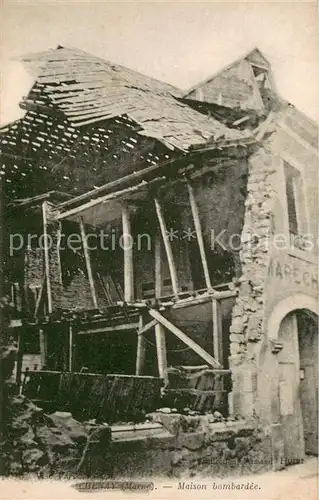 AK / Ansichtskarte Chenay_Marne Maison bombardee Chenay Marne