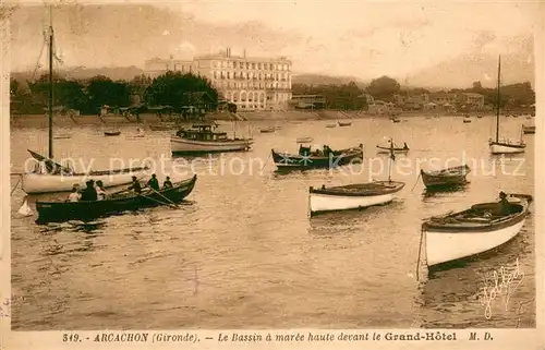 AK / Ansichtskarte Arcachon_33 Le Bassin a maree haute devant le Grand Hotel 