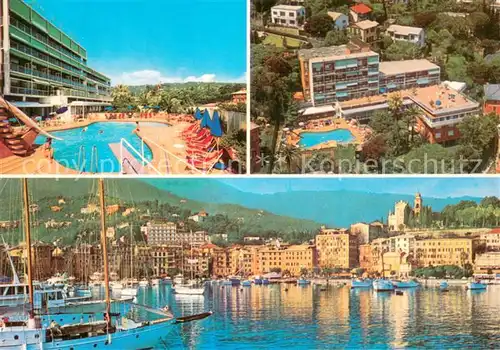 AK / Ansichtskarte Santa_Margherita_Ligure Park Hotel Suisse Pool Fliegeraufnahme Hafen Santa_Margherita_Ligure