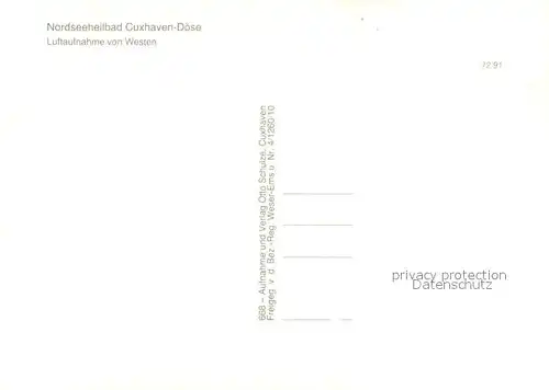 AK / Ansichtskarte Cuxhaven_Doese_Nordseebad Fliegeraufnahme mit Strand Cuxhaven_Doese_Nordseebad