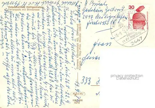 AK / Ansichtskarte Heiligenhafen_Ostseebad Fliegeraufnahme Ferienpark mit Binnensee Heiligenhafen_Ostseebad