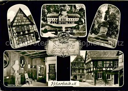 AK / Ansichtskarte Marbach_Neckar Schillers Geburtshaus Nationalmuseum Denkmal Marbach Neckar