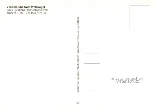 AK / Ansichtskarte Feldberg_Schwarzwald Vesperstube Cafe Waldvogel Feldberg Schwarzwald