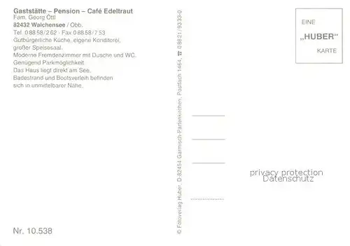 AK / Ansichtskarte Walchensee Gasthaus Pension Edeltraut Walchensee