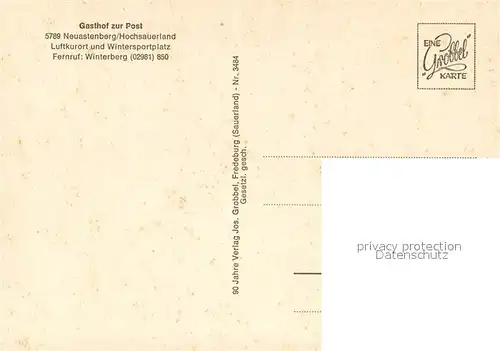 AK / Ansichtskarte Neuastenberg Gasthof zur Post Skipiste Neuastenberg