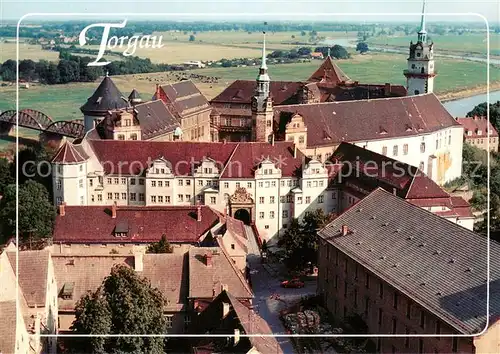 AK / Ansichtskarte Torgau Blick von Stadtkirche St. Marien Elbaue Schloss Hartenfels Torgau
