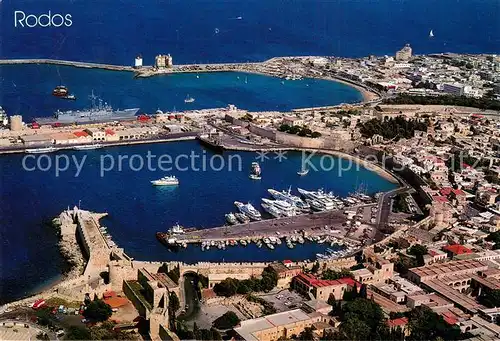 AK / Ansichtskarte Rodos Hafen Fliegeraufnahme Rodos