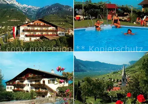 AK / Ansichtskarte Tramin_Weinstrasse  Pension Rechtenthal Pool Panorama Tramin_Weinstrasse 