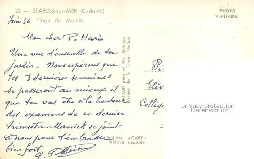 AK / Ansichtskarte Etables sur Mer_Cotes d_Armor Plage du Moulin Etables sur Mer_Cotes d