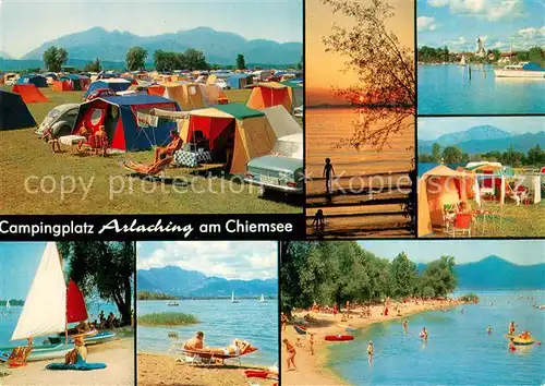 AK / Ansichtskarte Arlaching Campingplatz Kupferschmiede Badestrand Sonnenuntergang Arlaching