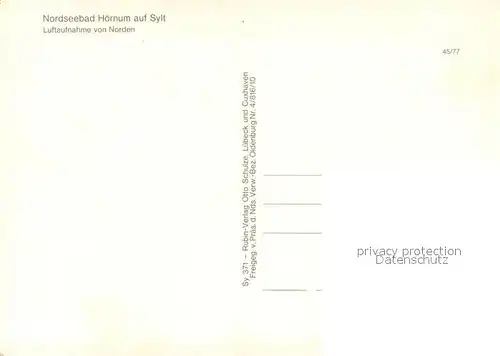 AK / Ansichtskarte Hoernum_Sylt Nordseebad Nordseeinsel Fliegeraufnahme Hoernum Sylt