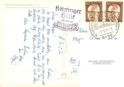 AK / Ansichtskarte Koetzting Koetztinger Huette auf dem Kaitersberg Bayerischer Wald Koetzting