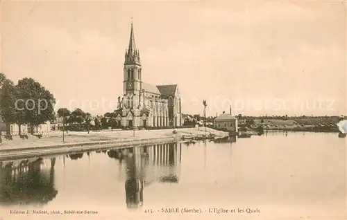 AK / Ansichtskarte Sable sur Sarthe Eglise et les Quais Sable sur Sarthe
