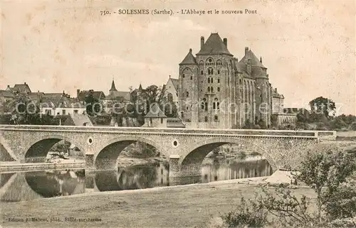 AK / Ansichtskarte Solesmes_Sarthe Abbaye et Pont Solesmes_Sarthe