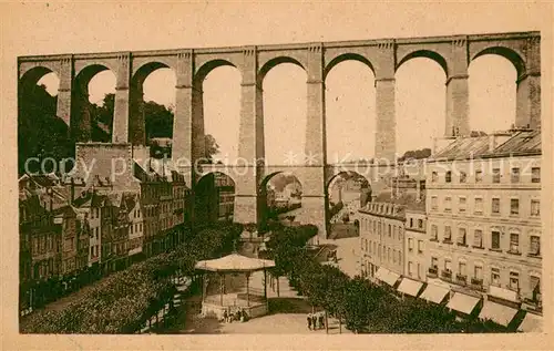 AK / Ansichtskarte Morlaix Place Thiers et le Viaduc Morlaix