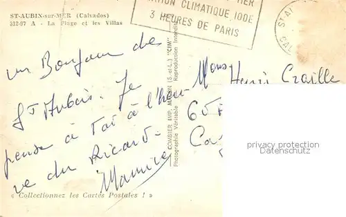 AK / Ansichtskarte Saint Aubin sur Mer_Calvados La Plage et les Villas Vue aerienne Saint Aubin sur Mer