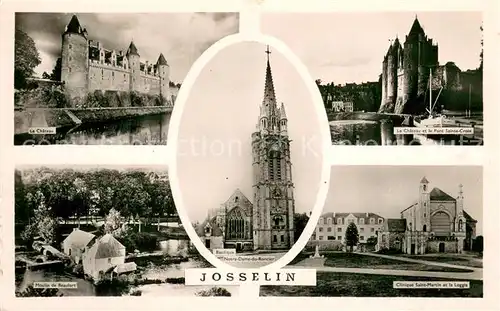 AK / Ansichtskarte Josselin Le Chateau Moulin de Beaufort Pont Sainte Croix Clinique Saint Martin et le Loggia Basilique Notre Dame du Roncier Josselin