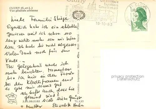 AK / Ansichtskarte Cluny Vue generale aerienne Cluny