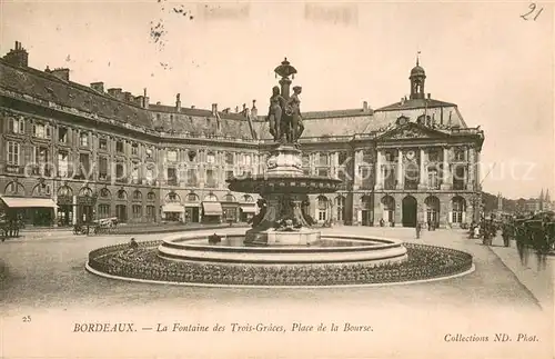 AK / Ansichtskarte Bordeaux Fontaine des Trois Graces Place de la Bourse Bordeaux