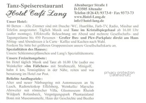 AK / Ansichtskarte Altenahr Tanz Speiserestaurant Hotel Cafe Lang Altenahr
