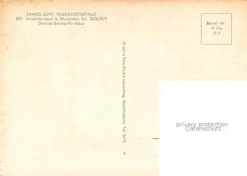 AK / Ansichtskarte Bad_Alexandersbad Evang. Luth. Volkshochschule Dietrich Bonhoeffer Haus Bad_Alexandersbad