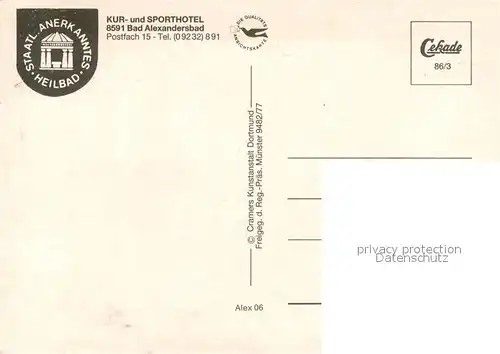 AK / Ansichtskarte Bad_Alexandersbad Kur  und Sporthotel Fliegeraufnahme Bad_Alexandersbad