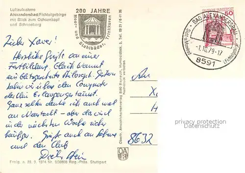 AK / Ansichtskarte Bad_Alexandersbad mit Blick zum Ochsenkopf und Schneeberg Fliegeraufnahme Bad_Alexandersbad