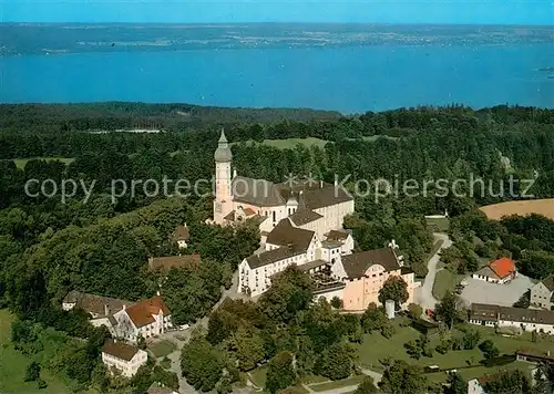 AK / Ansichtskarte Andechs Kloster Ammersee Fliegeraufnahme Andechs