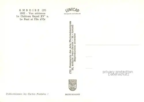 AK / Ansichtskarte Amboise Chateau Royal Pont et l Ile d or vue aerienne Amboise